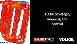 A coverage map with red tracks and text: "100% coverage, mapping and control.