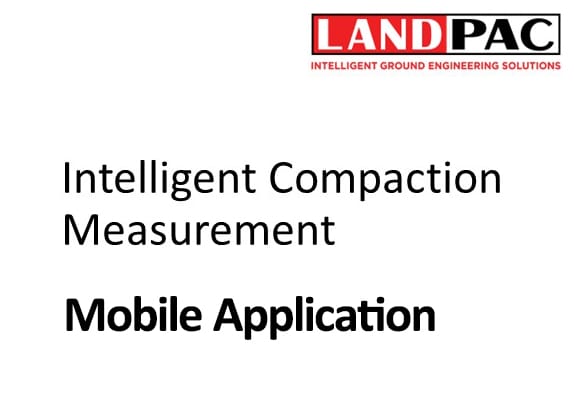 LANDPAC logo and text: Intelligent Compaction Measurement Mobile Application.